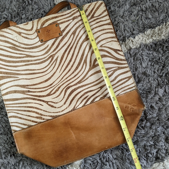 PATRICIA NASH Leather Zebra Calf Hair on Hide Shoulder Tote Bag - Picture 5 of 10